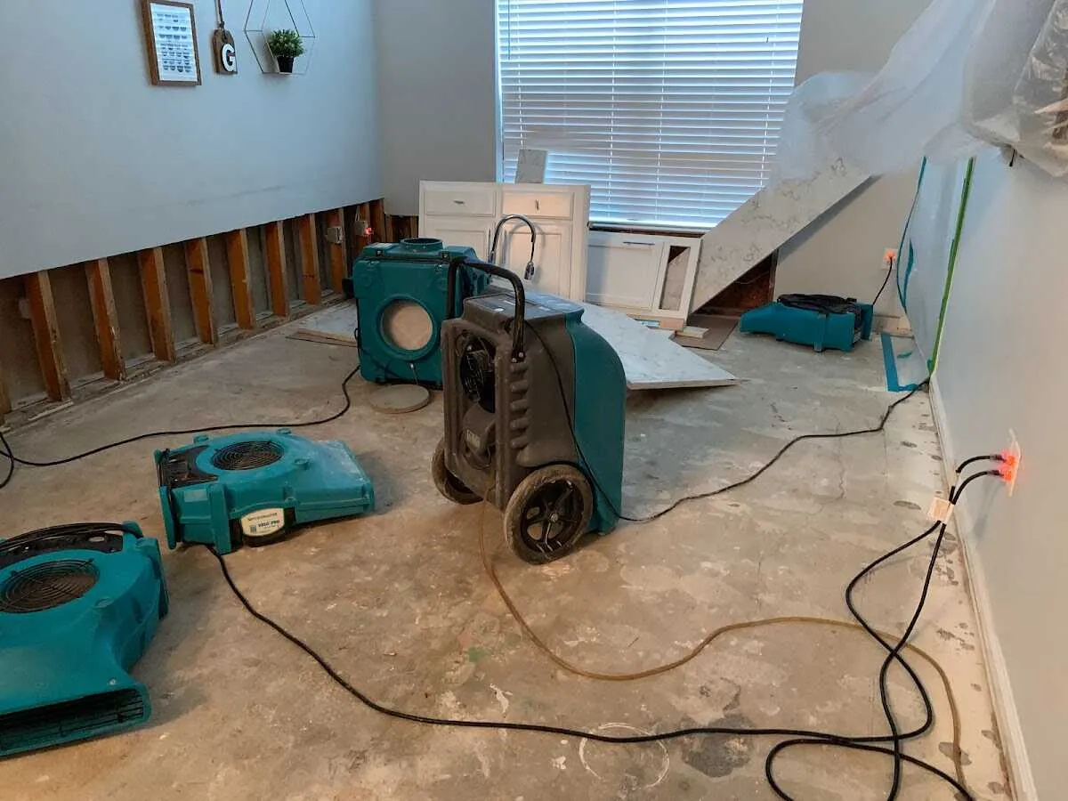 Dehumidifier in flood-cut room for Water Extraction & Removal in North Las Vegas